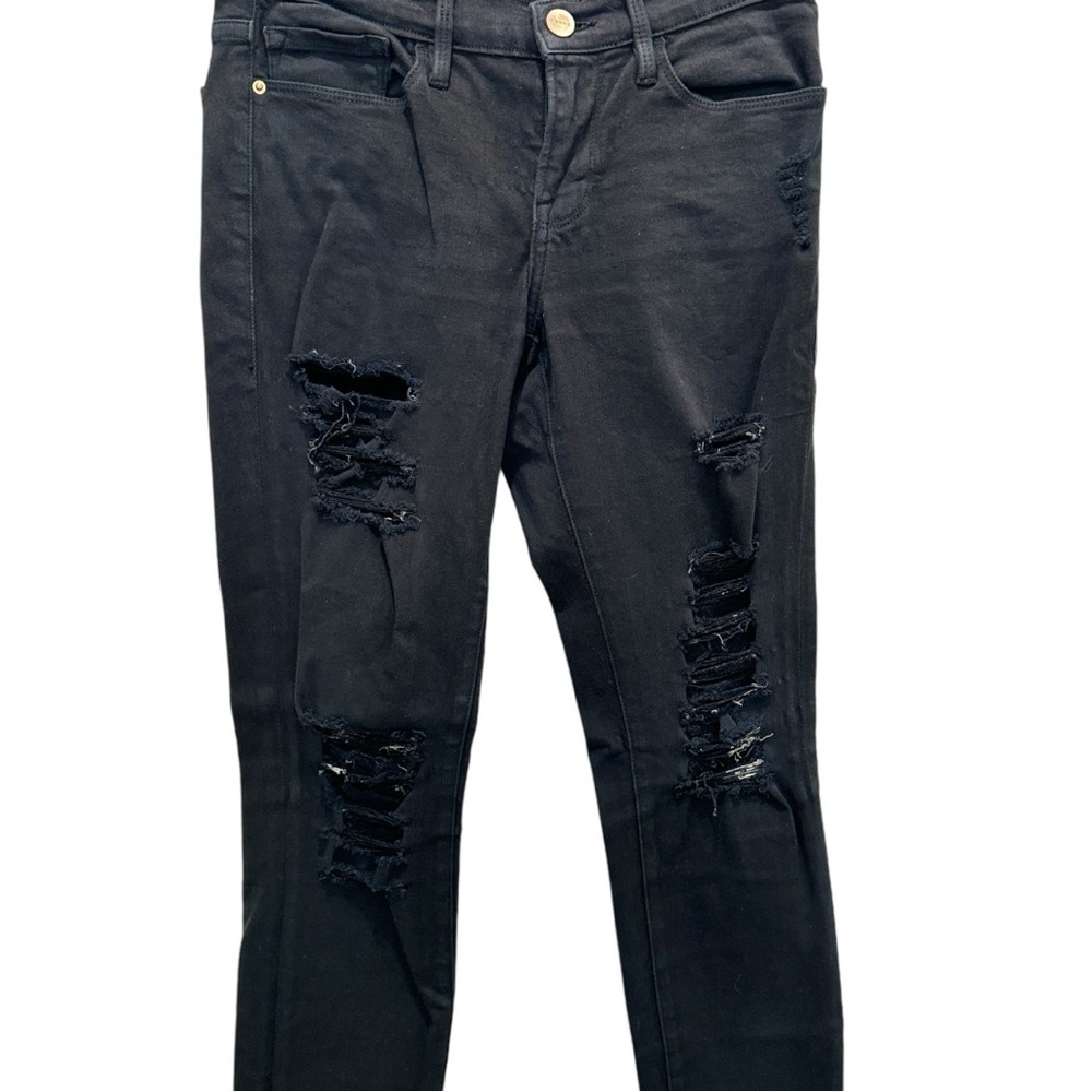 Frame Le Color Ripped Black Skinny‎ Jean | 24 - Picture 6 of 12